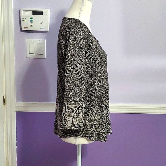 Lucky Brand Boho Paisley Floral Flowy Long Sleeve Modal Blend Knit Top - Picture 4 of 9
